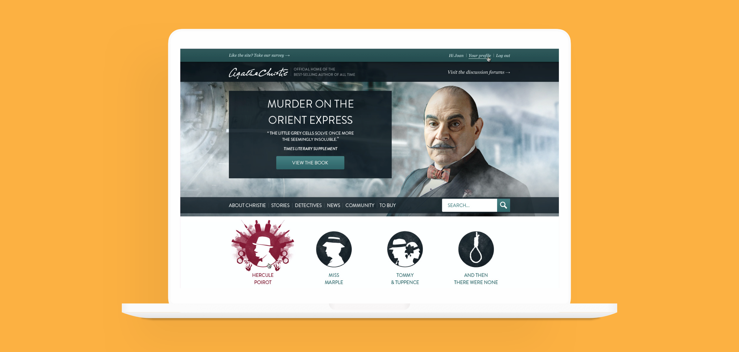 Final website design for Agatha Christie